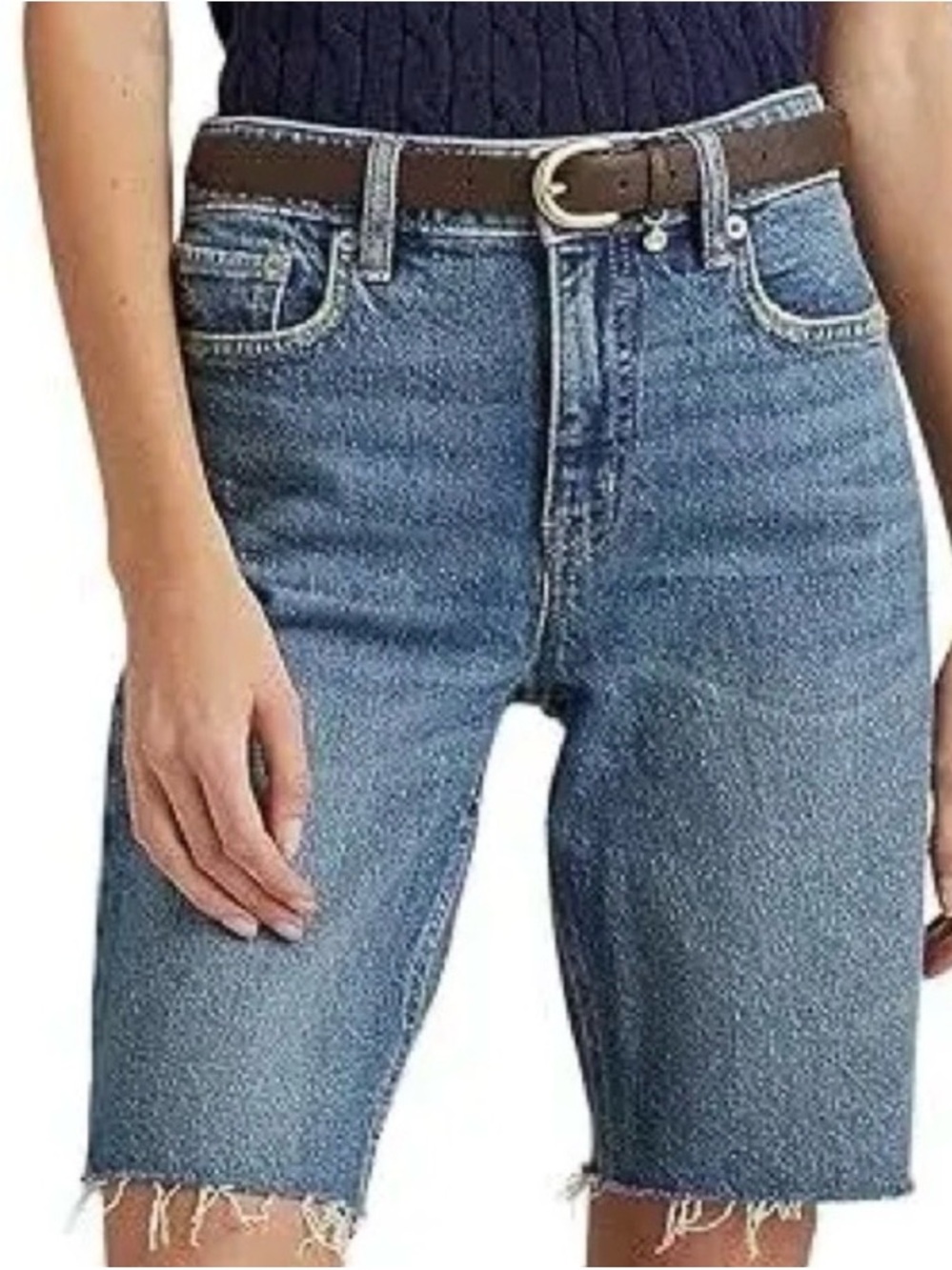 Ralph Lauren High-Rise Denim Shorts - Light Blue